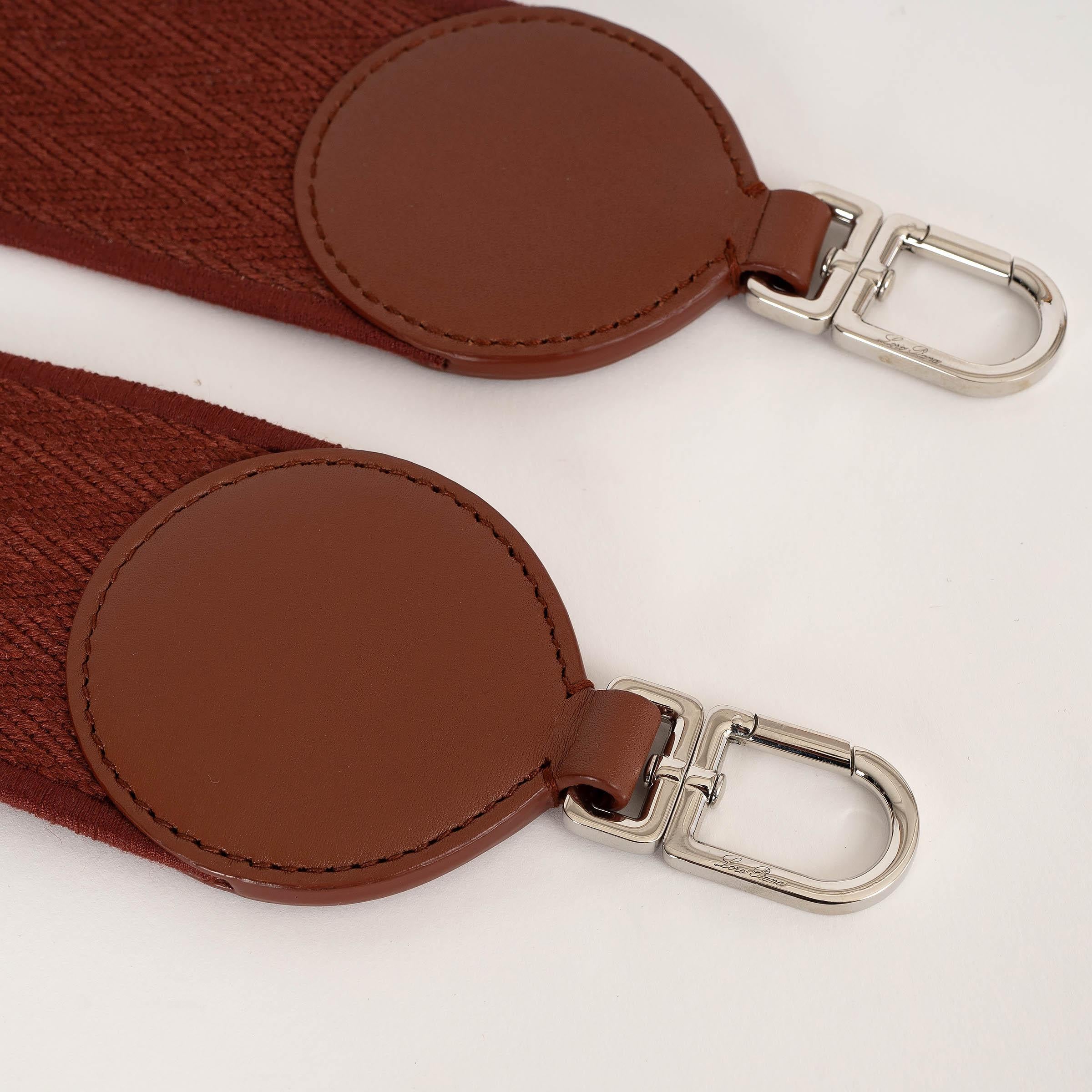 LORO PIANA Kummel brick canvas SELVEDGE Bag Shoulder Strap In Excellent Condition For Sale In Zürich, CH