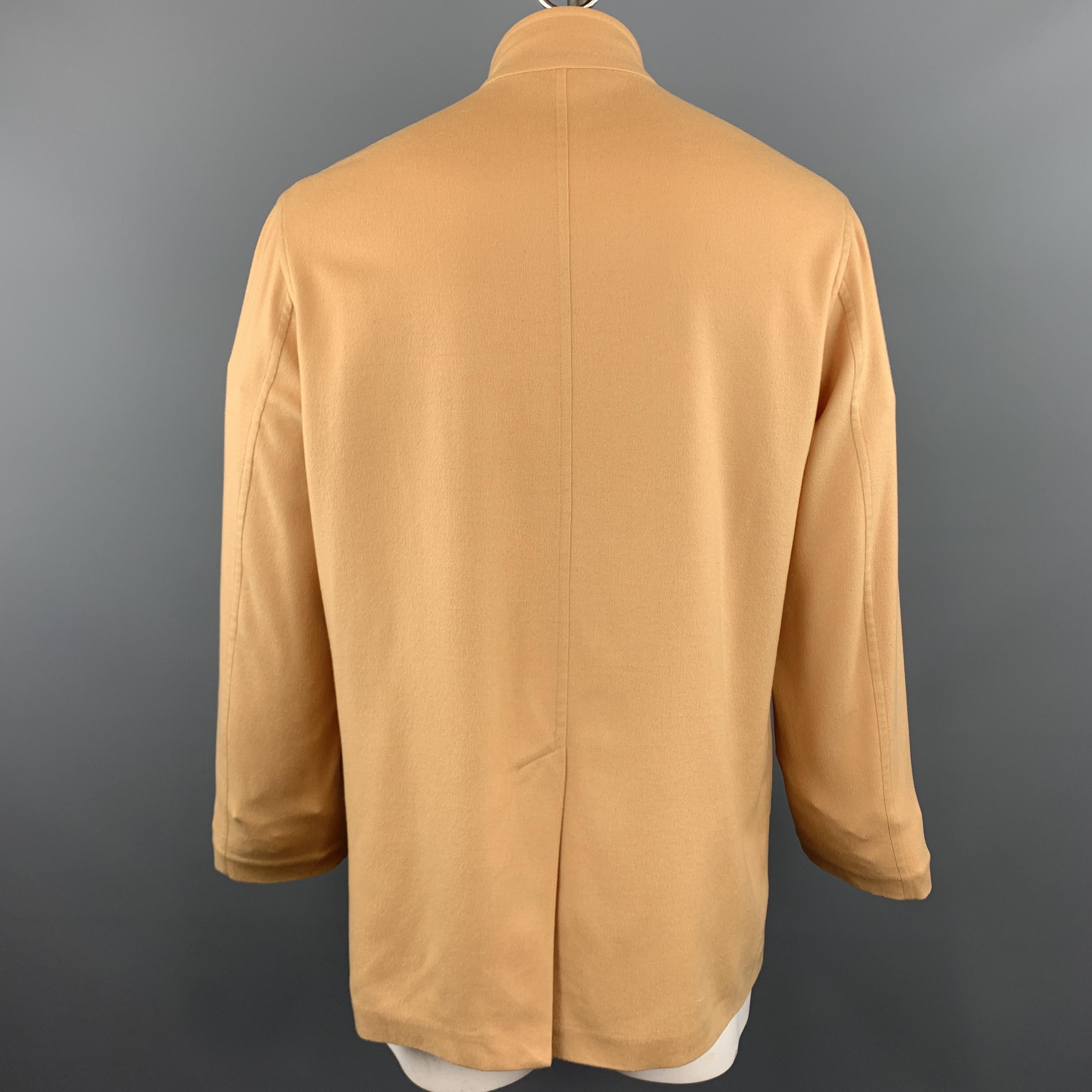 Men's  LORO PIANA L Khaki Cashmere Patch Pocket Nehru Collar Jacket