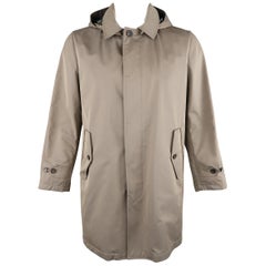 LORO PIANA L Khaki Detachable Hood Storm System Rain Coat