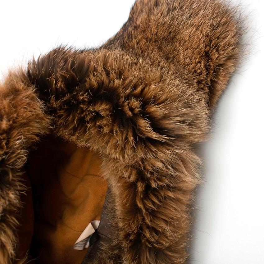 Brown Loro Piana Leather & Fur Aviator Hat - Size L