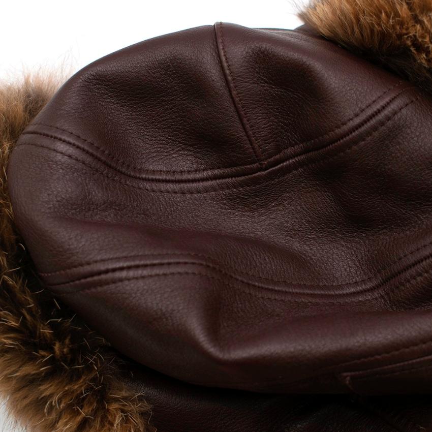 Loro Piana Leather & Fur Aviator Hat - Size L 3