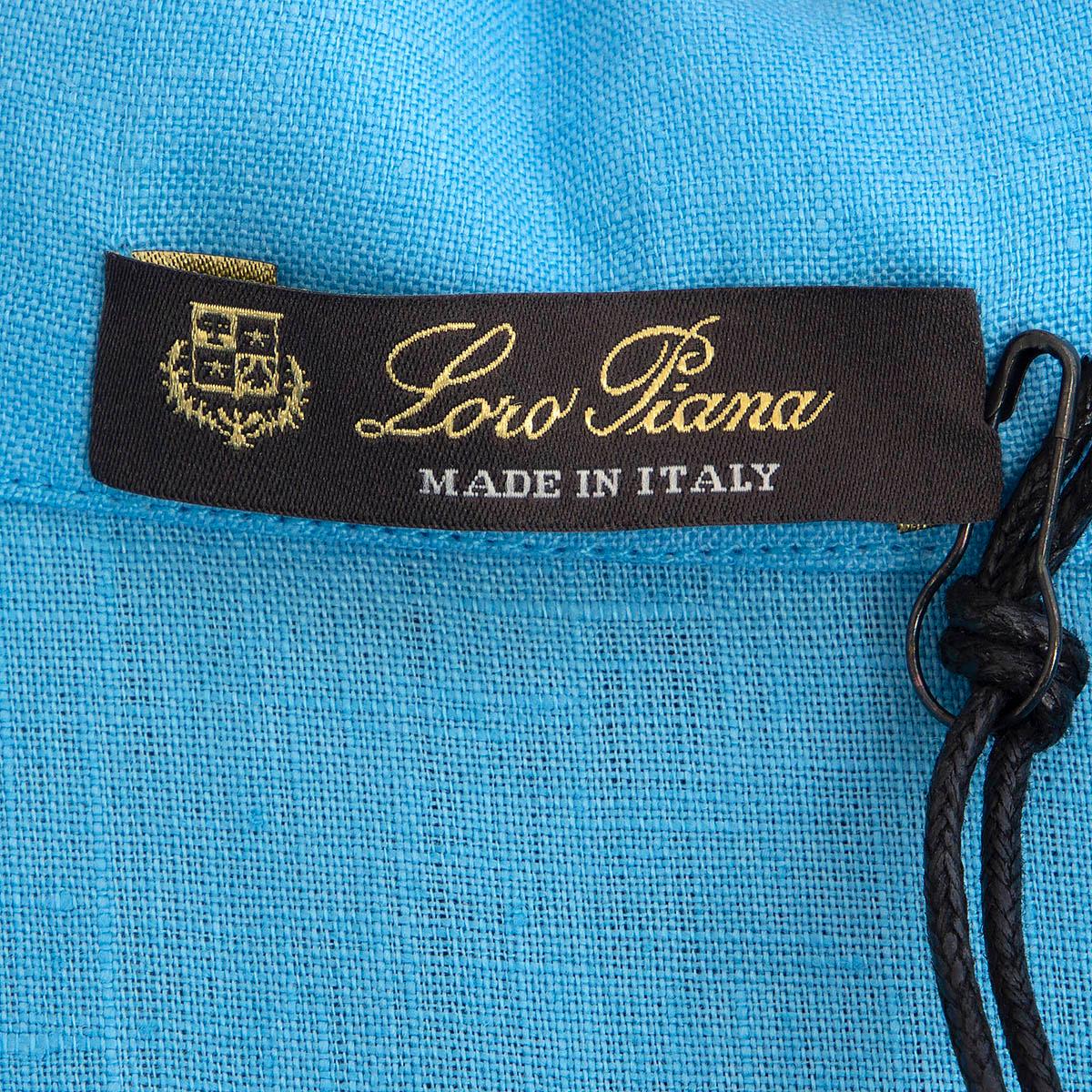LORO PIANA - Robe midi en lin bleu clair avec ceinture LEYLA, taille 40 S Pour femmes en vente