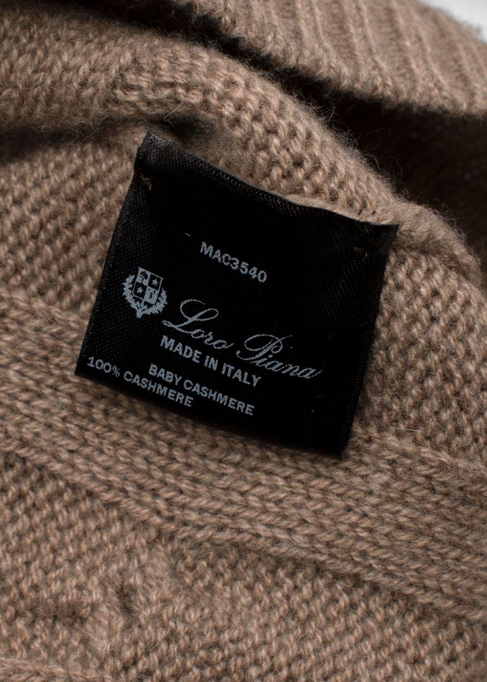 Loro Piana Light Brown Cable Knit Baby Cashmere Sweater - US 0-2 For Sale 2
