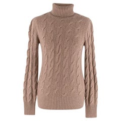 Loro Piana Light Brown Cable Knit Baby Cashmere Sweater - US 0-2