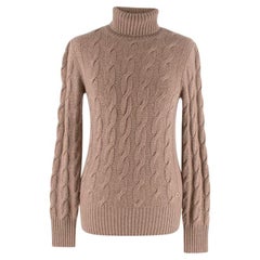 Hellbrauner Kabelstrick-Baby-Kaschmirpullover von Loro Piana - US 0-2