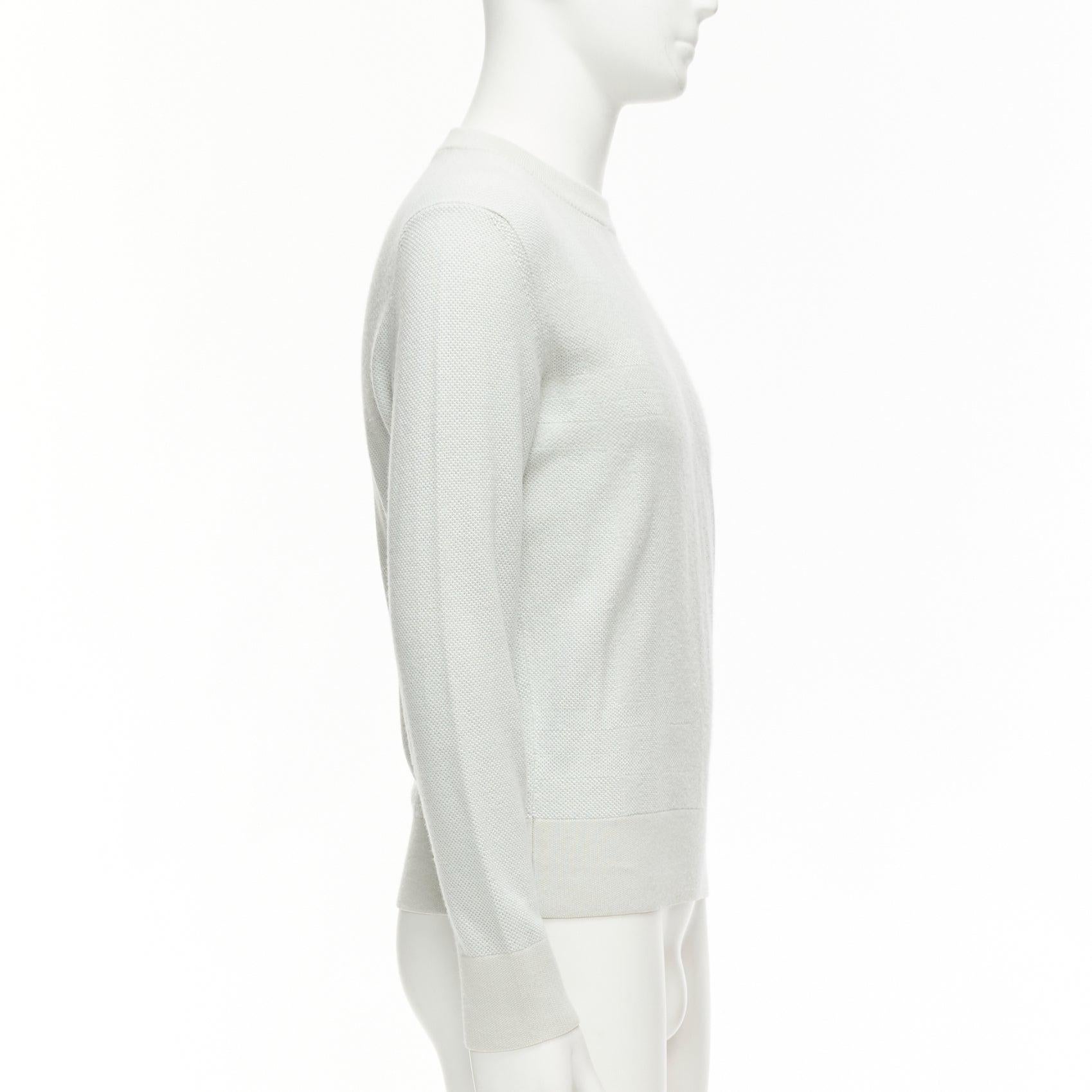 LORO PIANA light green silk cashmere big checkered knitted sweater IT48 M In Good Condition For Sale In Hong Kong, NT