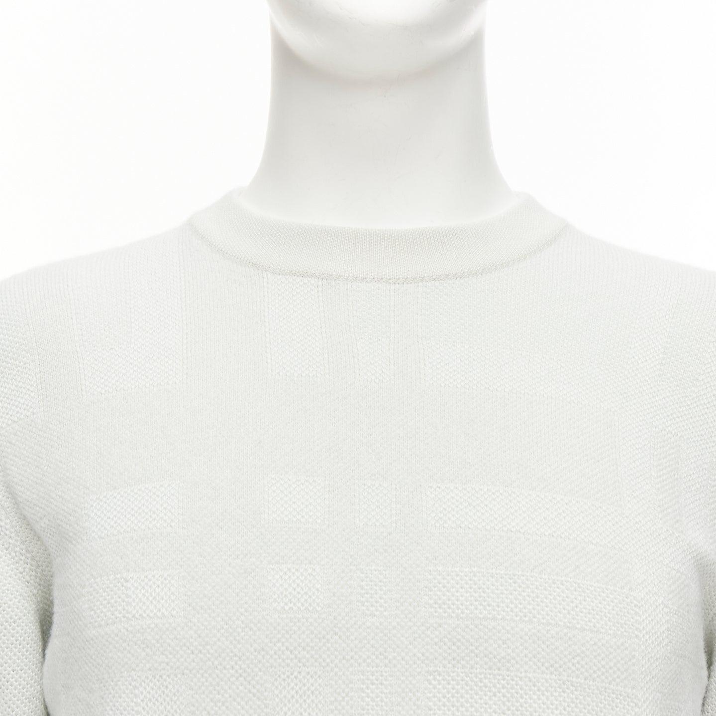 LORO PIANA light green silk cashmere big checkered knitted sweater IT48 M For Sale 2
