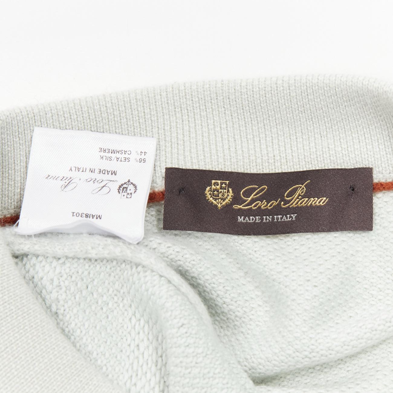 LORO PIANA light green silk cashmere big checkered knitted sweater IT48 M For Sale 3