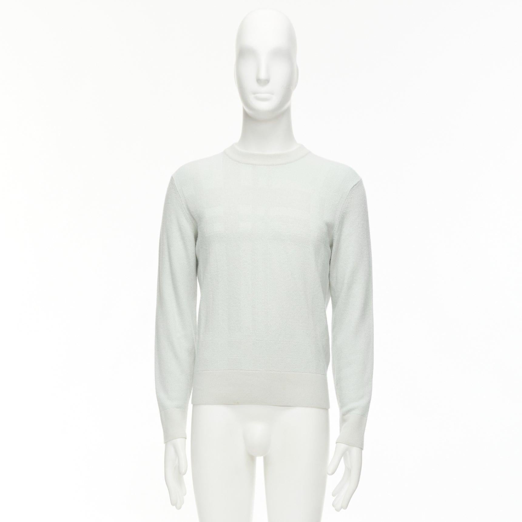 LORO PIANA light green silk cashmere big checkered knitted sweater IT48 M For Sale 4