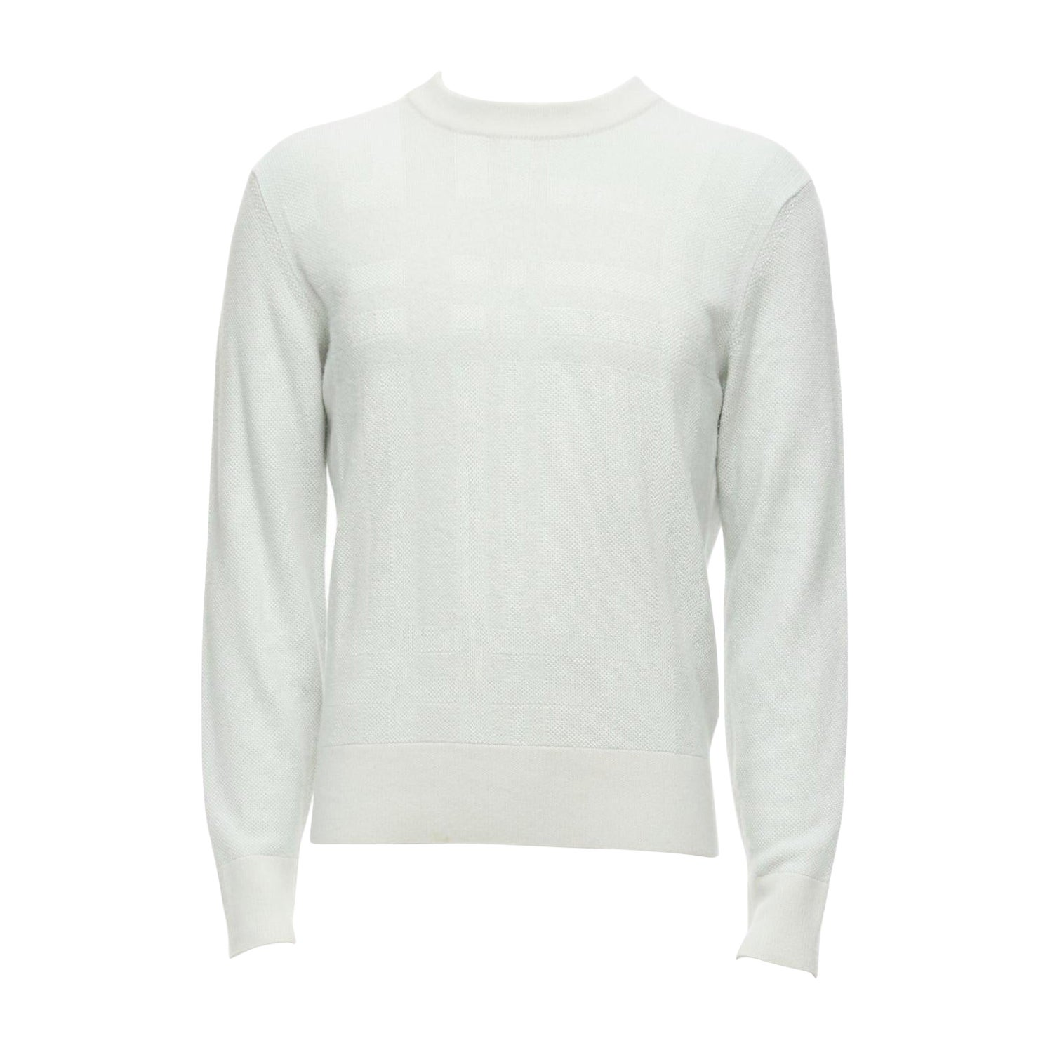 LORO PIANA light green silk cashmere big checkered knitted sweater IT48 M