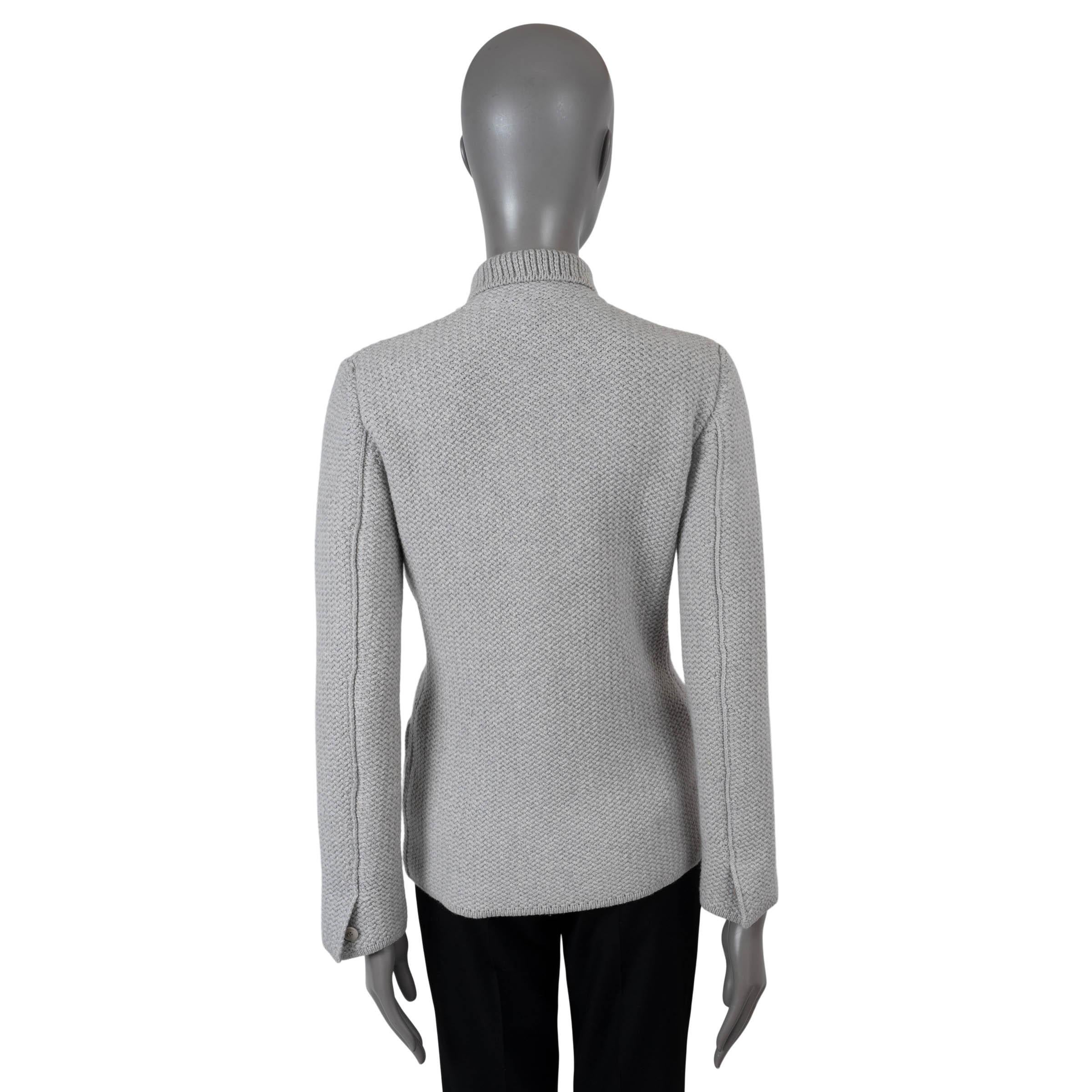 Gray LORO PIANA light grey cashmere DOUBLE BREASTED KNIT Jacket 38 XS For Sale