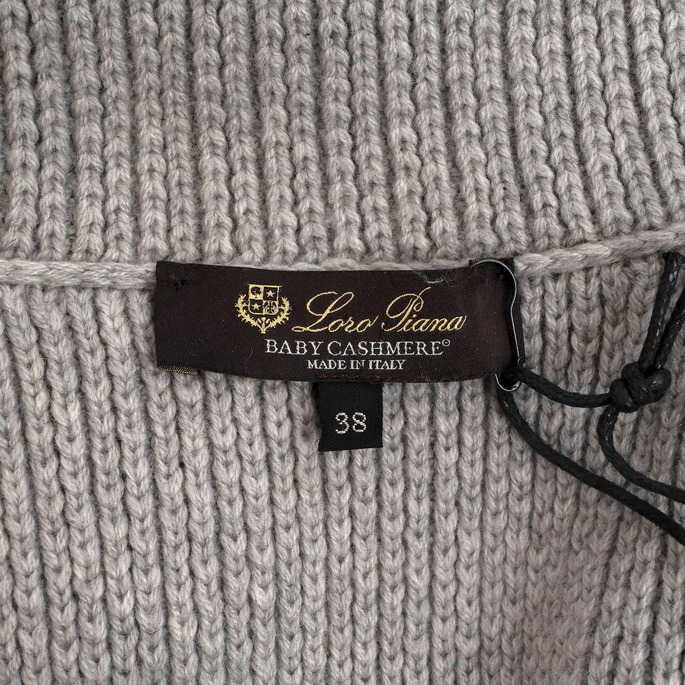 LORO PIANA light grey cashmere DOUBLE BREASTED KNIT Jacket 38 XS For Sale 1