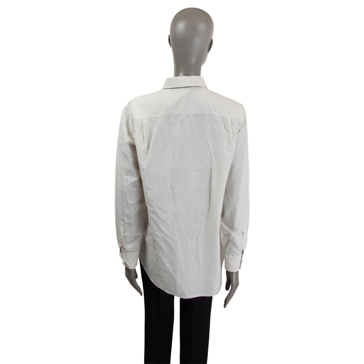 LORO PIANA light grey cotton PATCH POCKET Button-Up Shirt 44 L For Sale 1