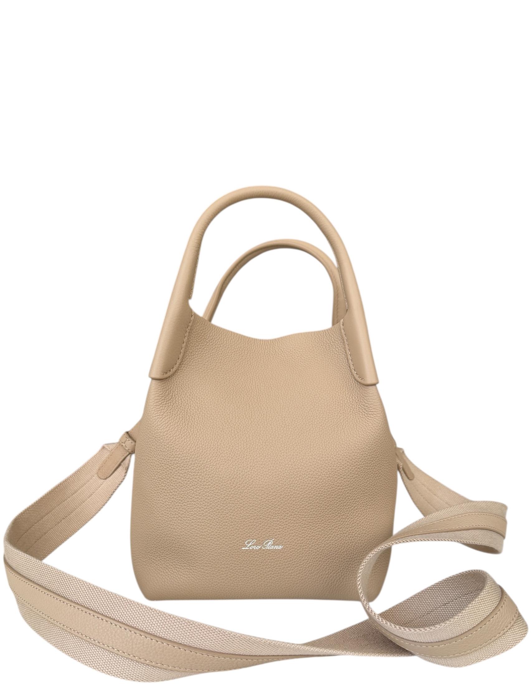 Beige Loro Piana in pelle di mastice chiaro Borsa Hobo piccola con tracolla in vendita