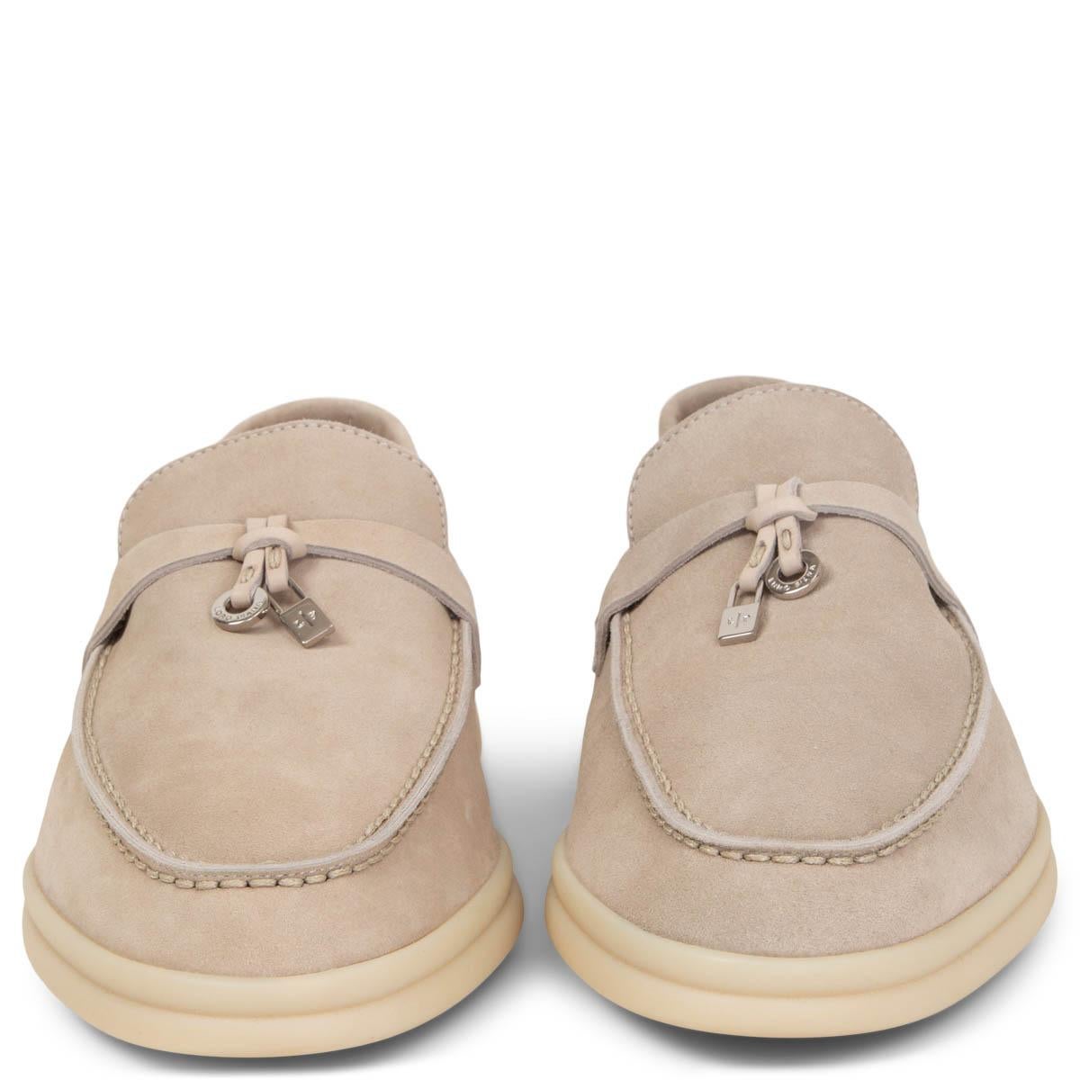 100% authentic Loro Piana Summer Walk Charms Loafers in light sand suede. Have been worn once and are in virtually new condition. Come with dust bag. 

Measurements
Imprinted Size	38
Shoe Size	38
Inside Sole	25cm (9.8in)
Width	7.5cm (2.9in)

All our