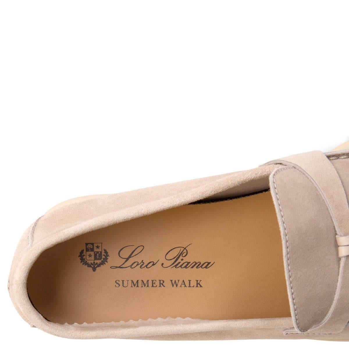 Beige LORO PIANA light sand suede SUMMER CHARMS WALK Loafers Shoes 38