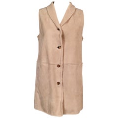 Loro Piana Gilet in Shearling Beige Leggero Taglia Grande