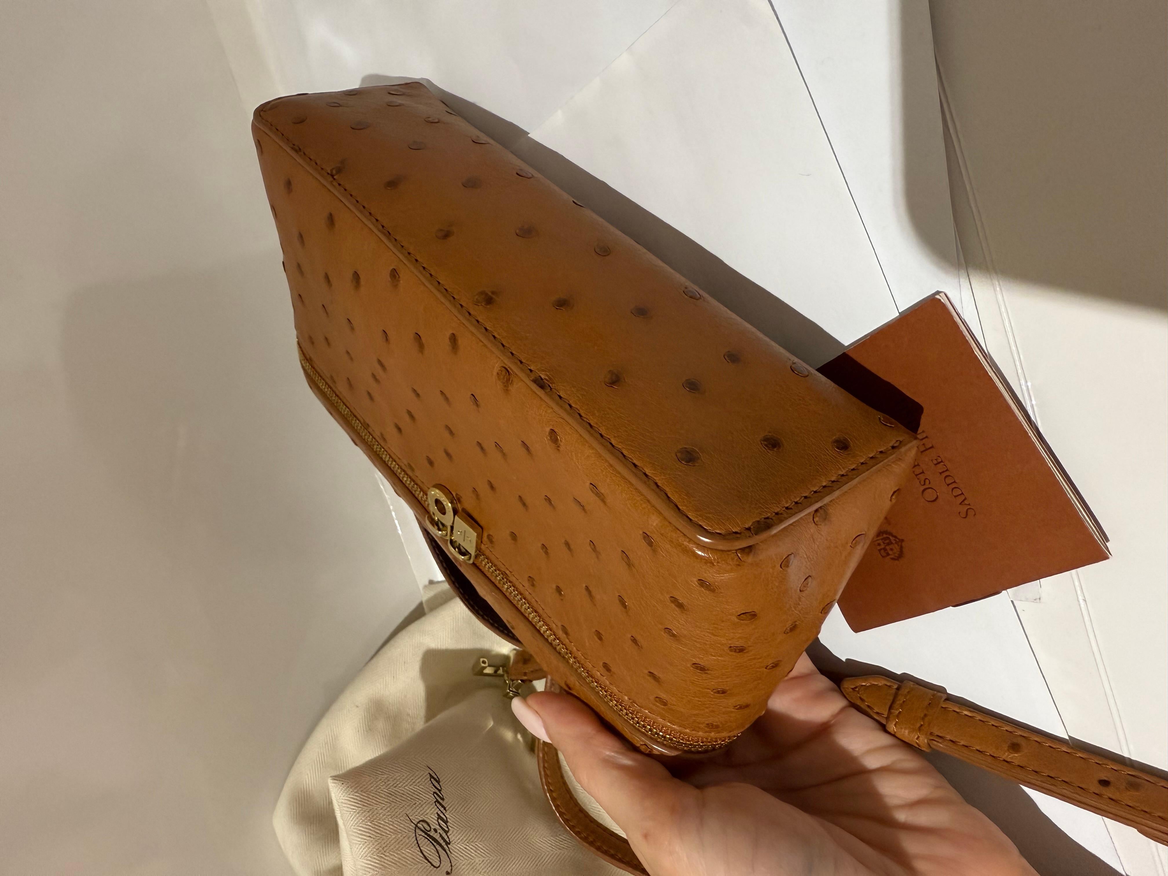 Loro Piana LP 19 in ostrich tan colour clutch For Sale 2