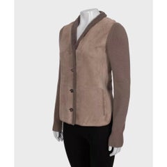 Loro Piana Luxe Brown Lambskin & Cashmere Cardigan Sz.40\S