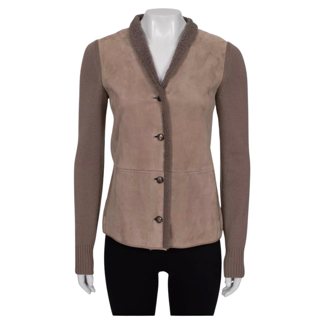 Loro Piana Luxe Brown Lambskin & Cashmere Cardigan Sz.40\S