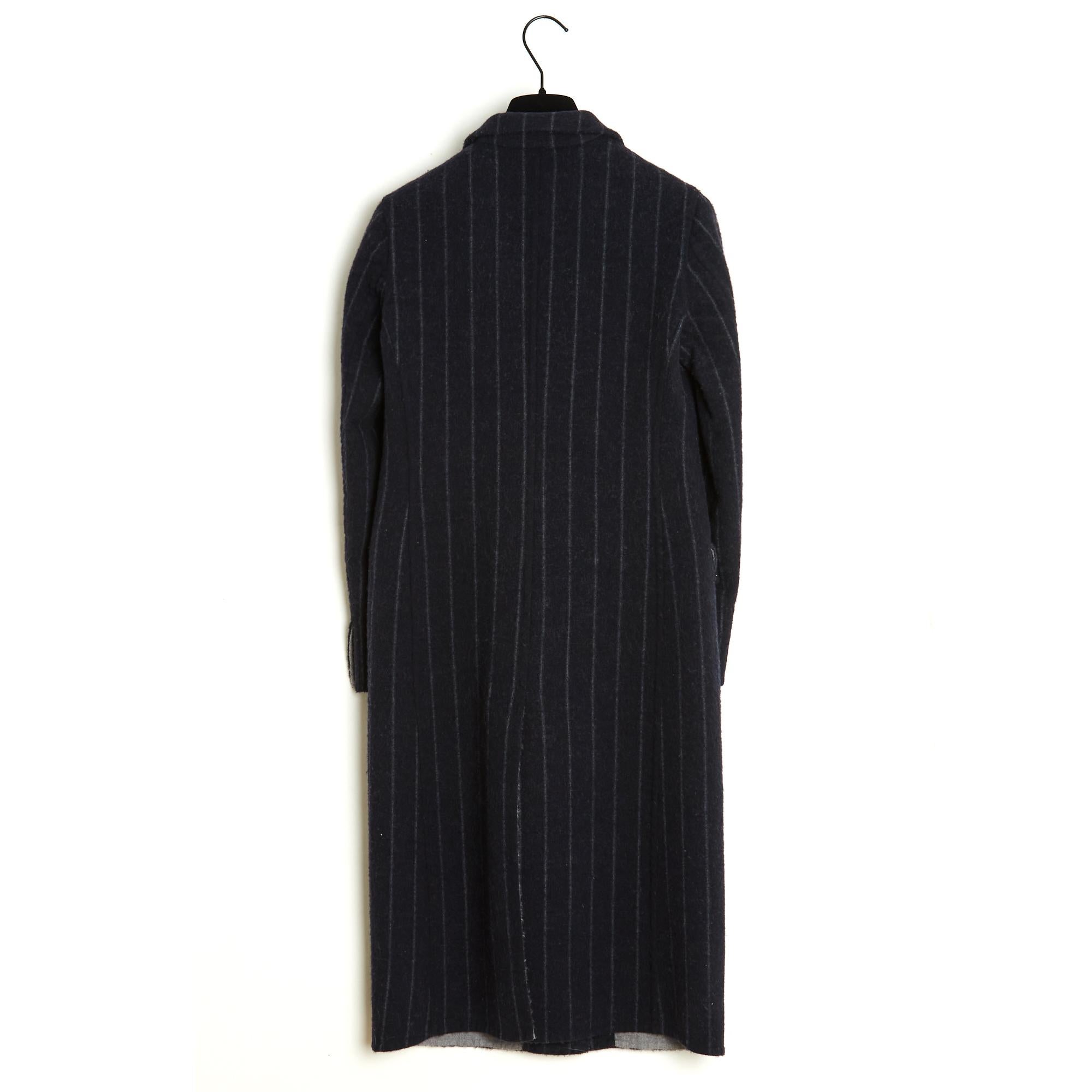De las mujeres Loro Piana Manteau Banquier FR36 Charcoal Grey Pinstriped Wool Coat UK8 US4 en venta