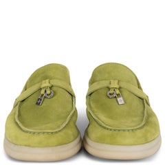 LORO PIANA Matcha Powder green suede SUMMER CHARMS WALK Loafers Shoes 38