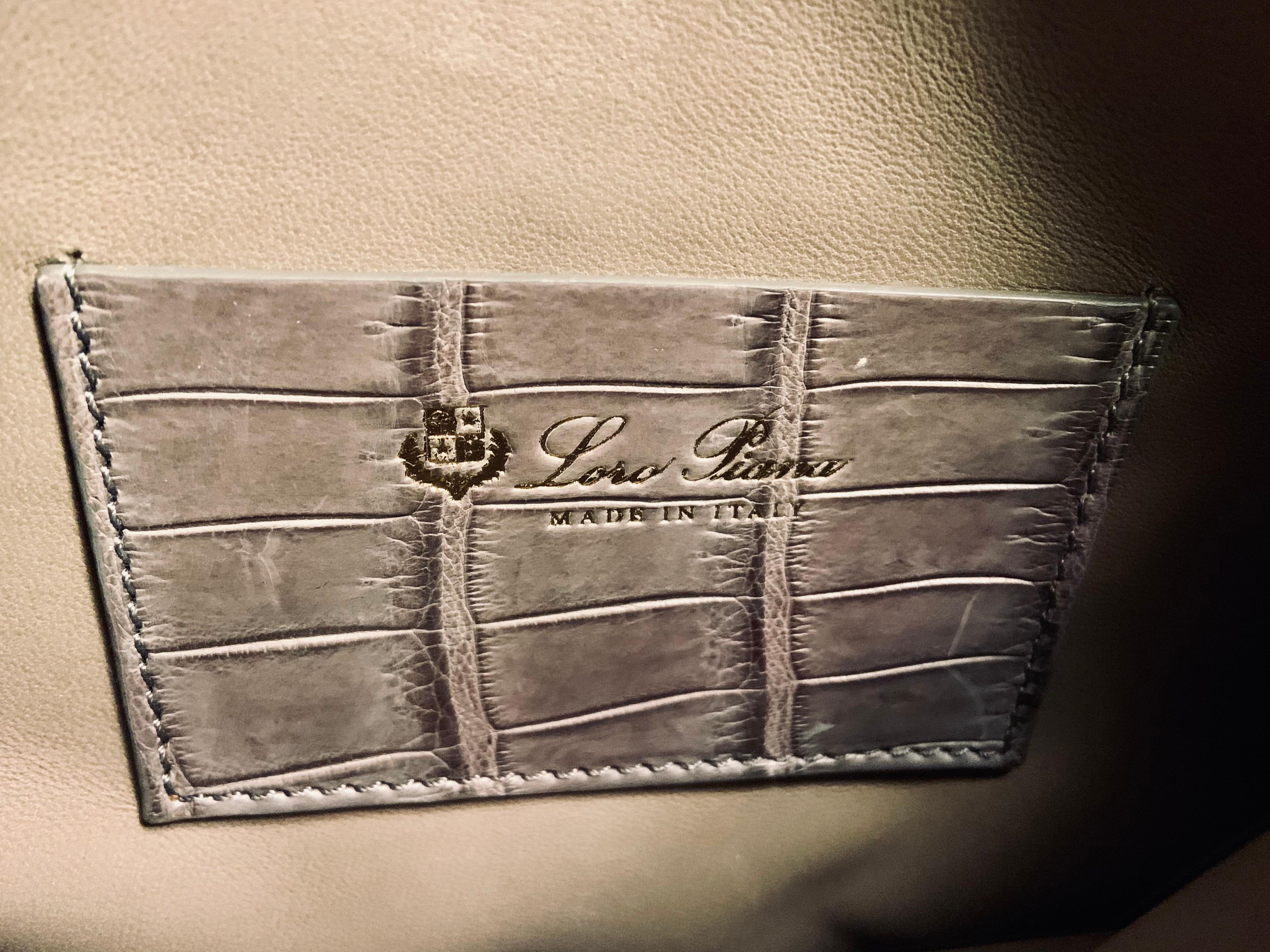 Loro Piana Matte Grey Crocodile Clutch Bag,  Never Worn 2