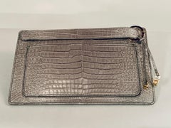 Loro Piana Matte Grey Crocodile Clutch Bag,  Never Worn