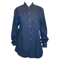 Used Loro Piana Men Blue Cotton Shirt