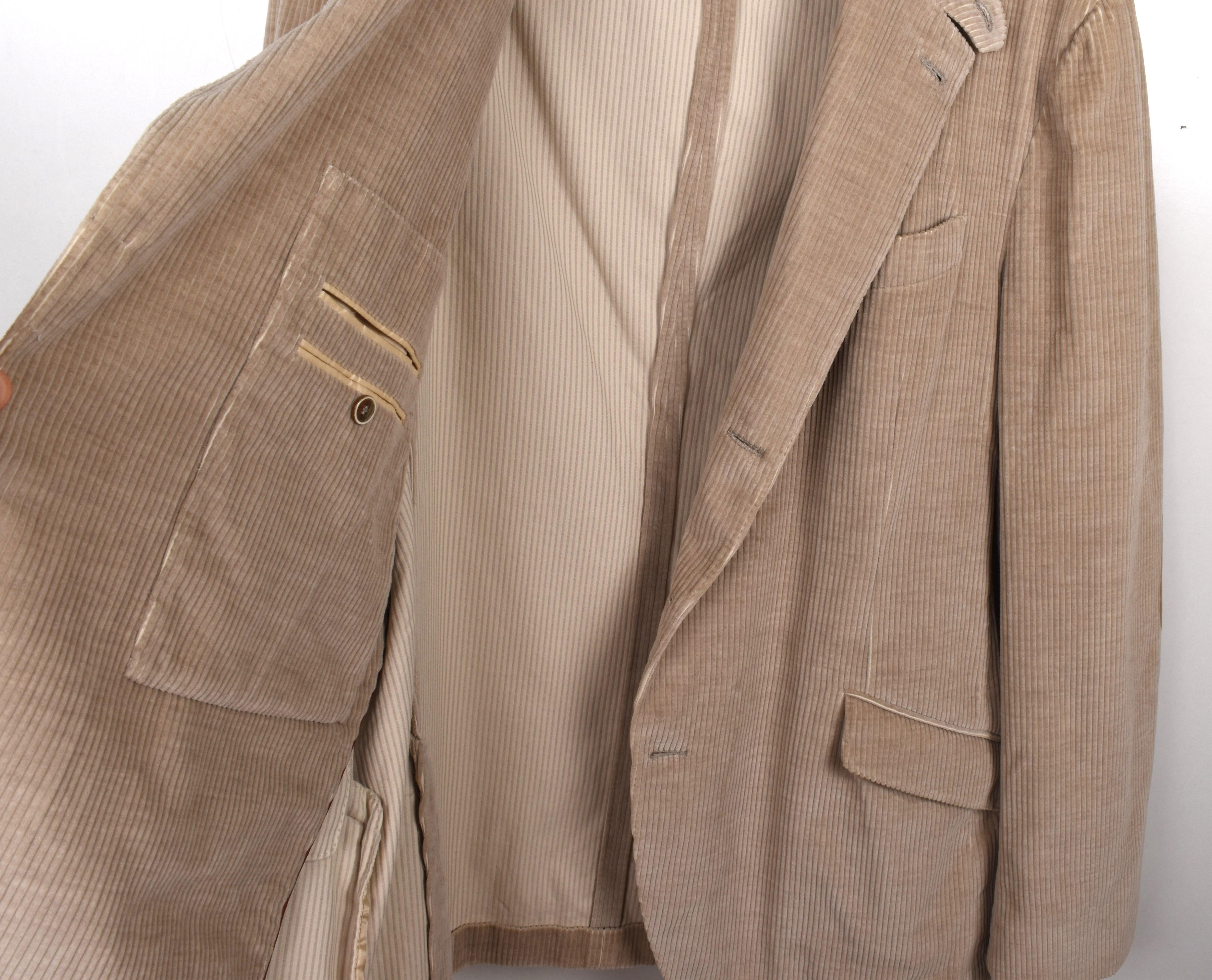 Loro Piana Men Jacket Cord Blazer Suede Collar Size 58 XXL, S1545 im Angebot 1