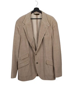Loro Piana Men Jacket Cord Blazer Suede Collar Size 58 XXL, S1545
