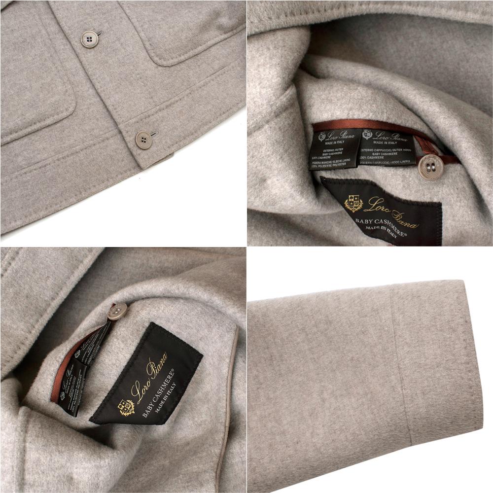 Loro Piana Men's Grey Baby Cashmere Hooded Jacket - Size XXL For Sale 2