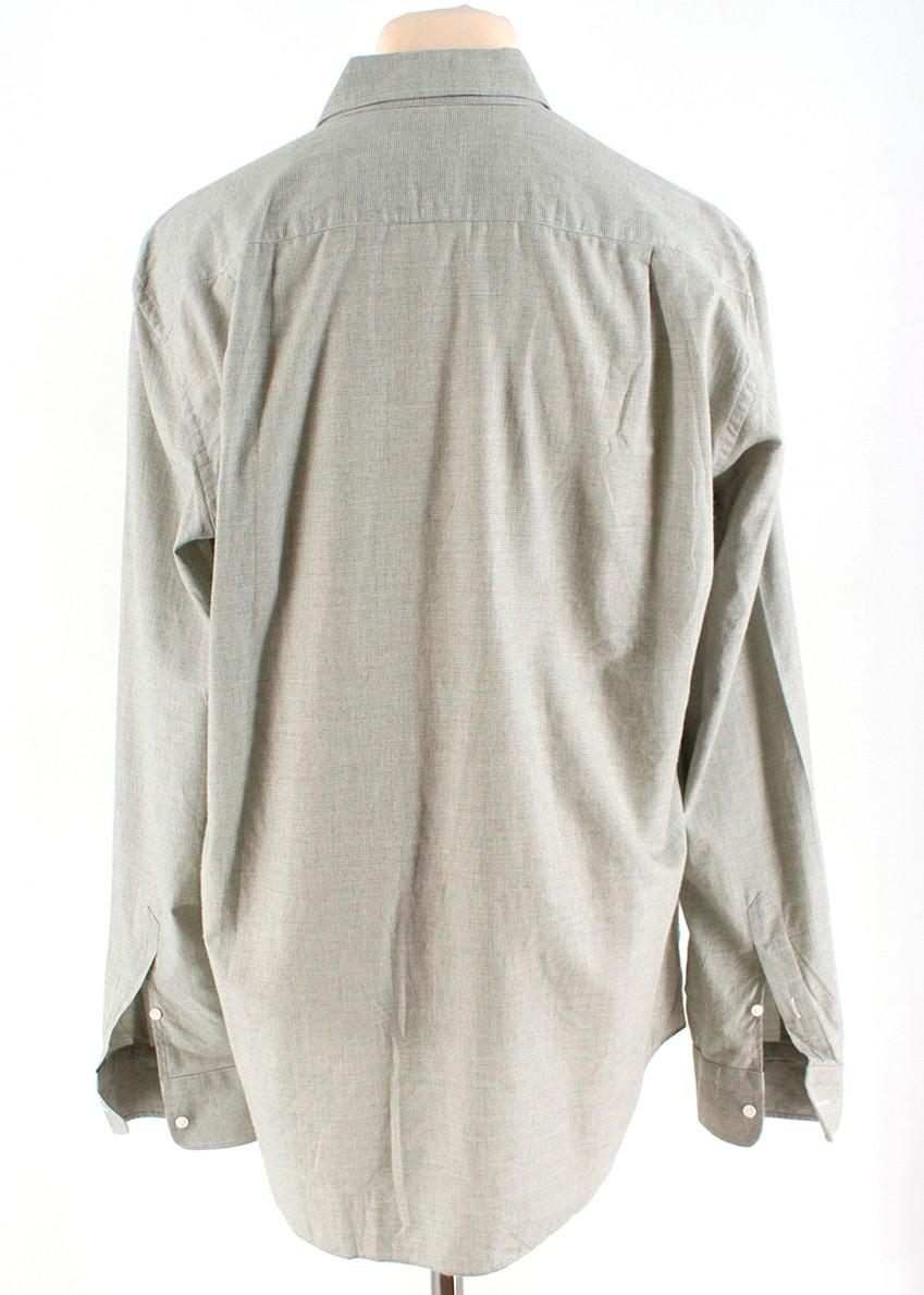 Beige Loro Piana Men's Houndstooth Check Print Cotton Shirt XL