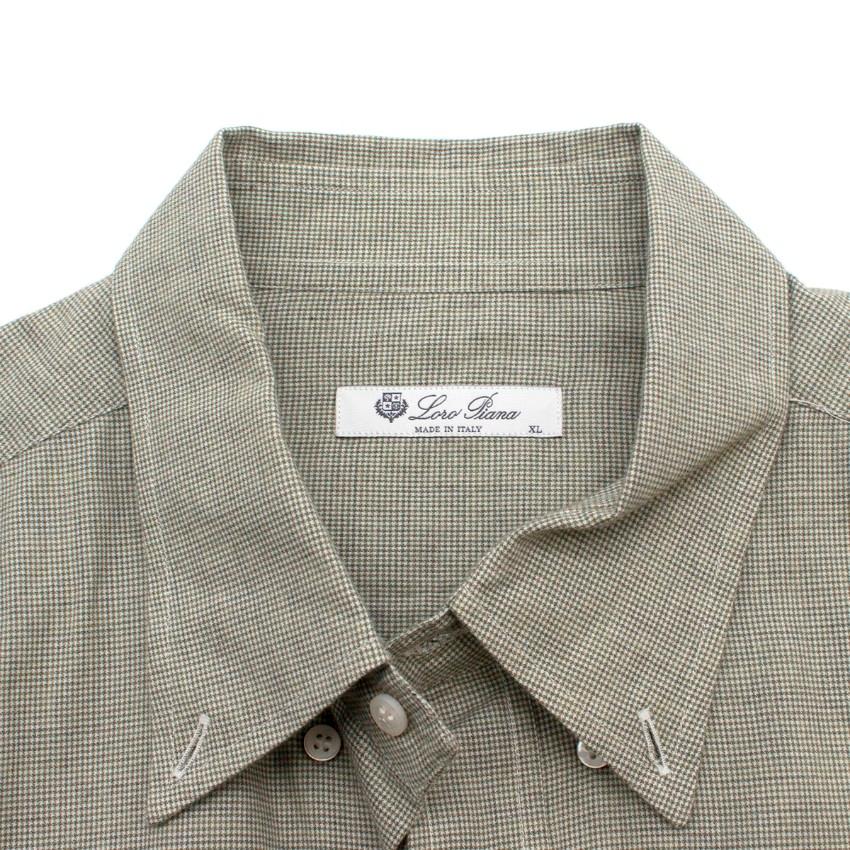 Loro Piana Men's Houndstooth Check Print Cotton Shirt XL In Excellent Condition In London, GB