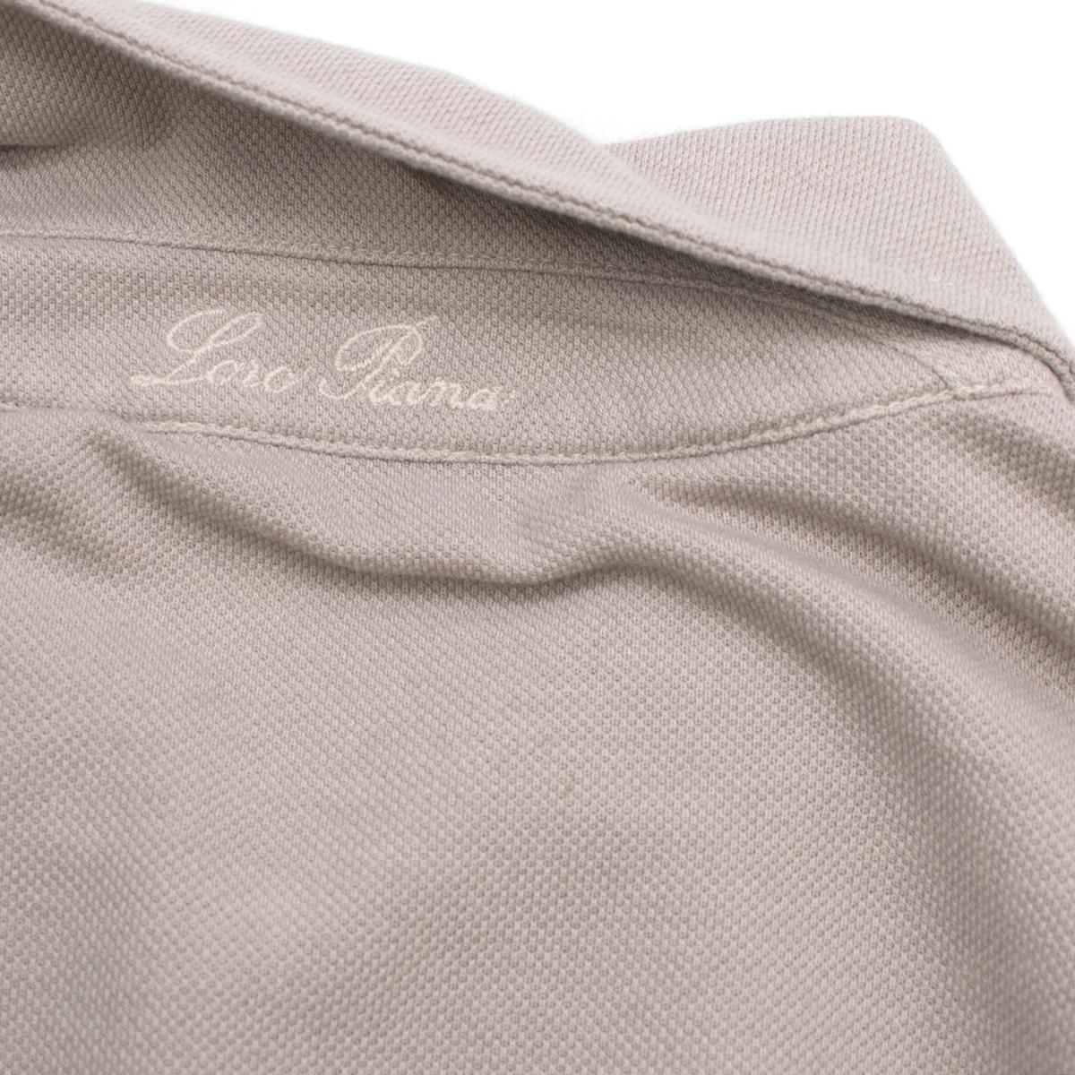Loro Piana Men's Light Taupe Cotton & Cashmere Polo Shirt XL 6