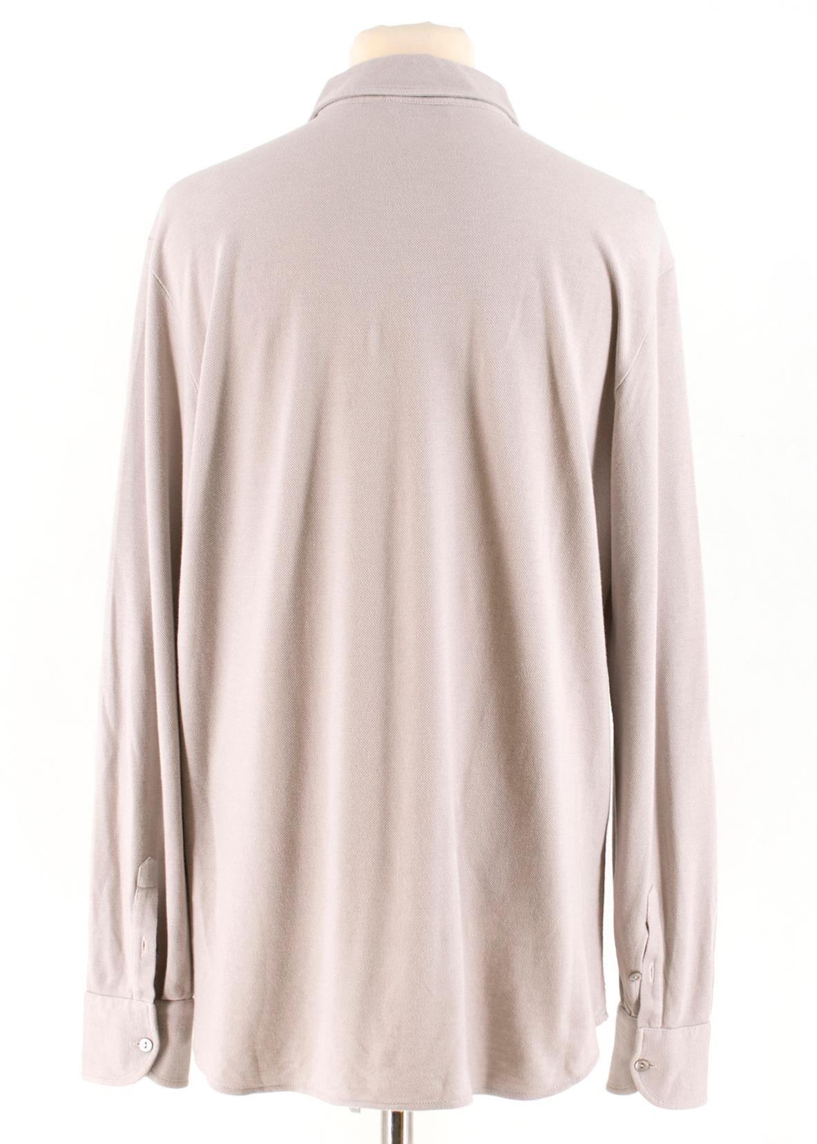Gray Loro Piana Men's Light Taupe Cotton & Cashmere Polo Shirt XL