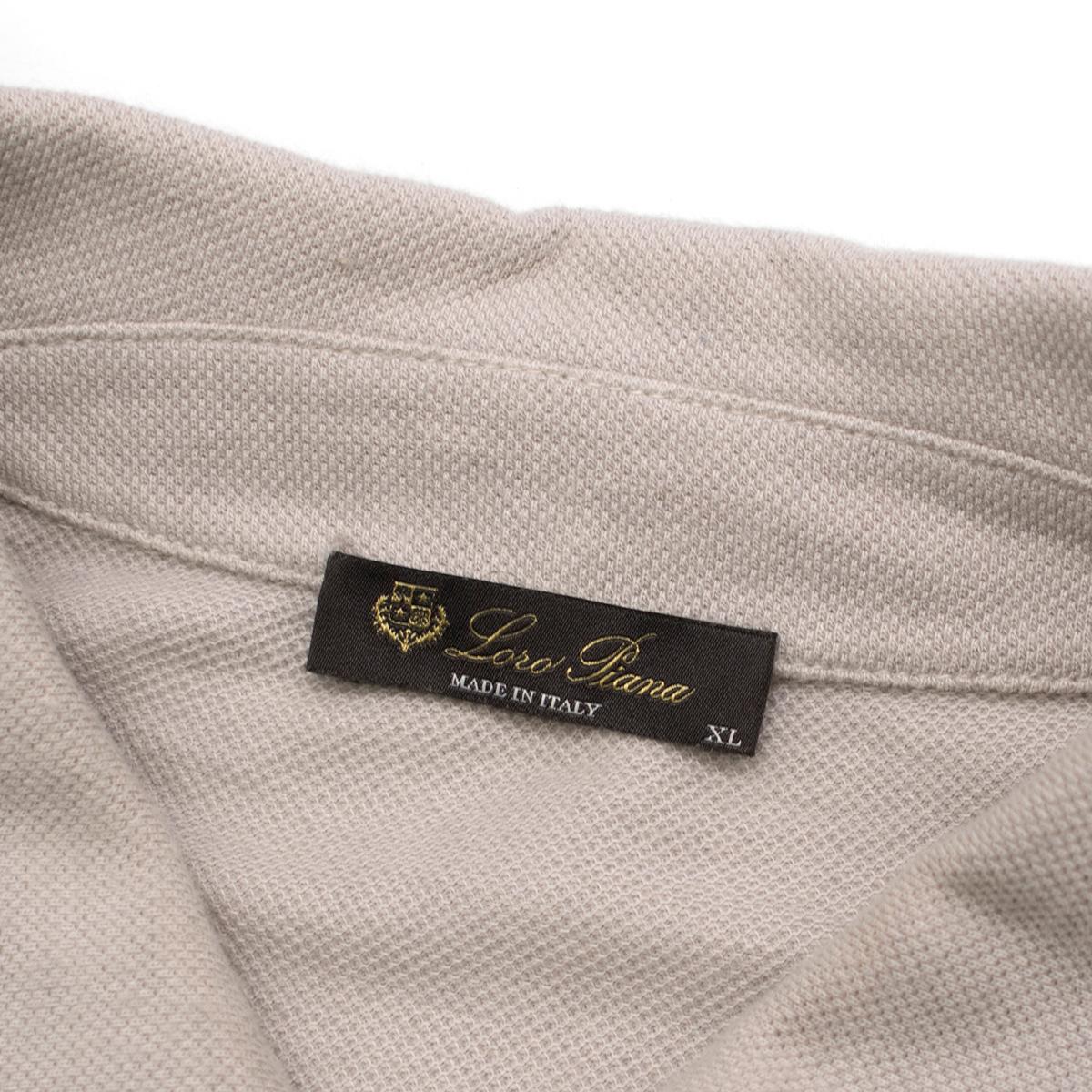 Loro Piana Men's Light Taupe Cotton & Cashmere Polo Shirt XL 1