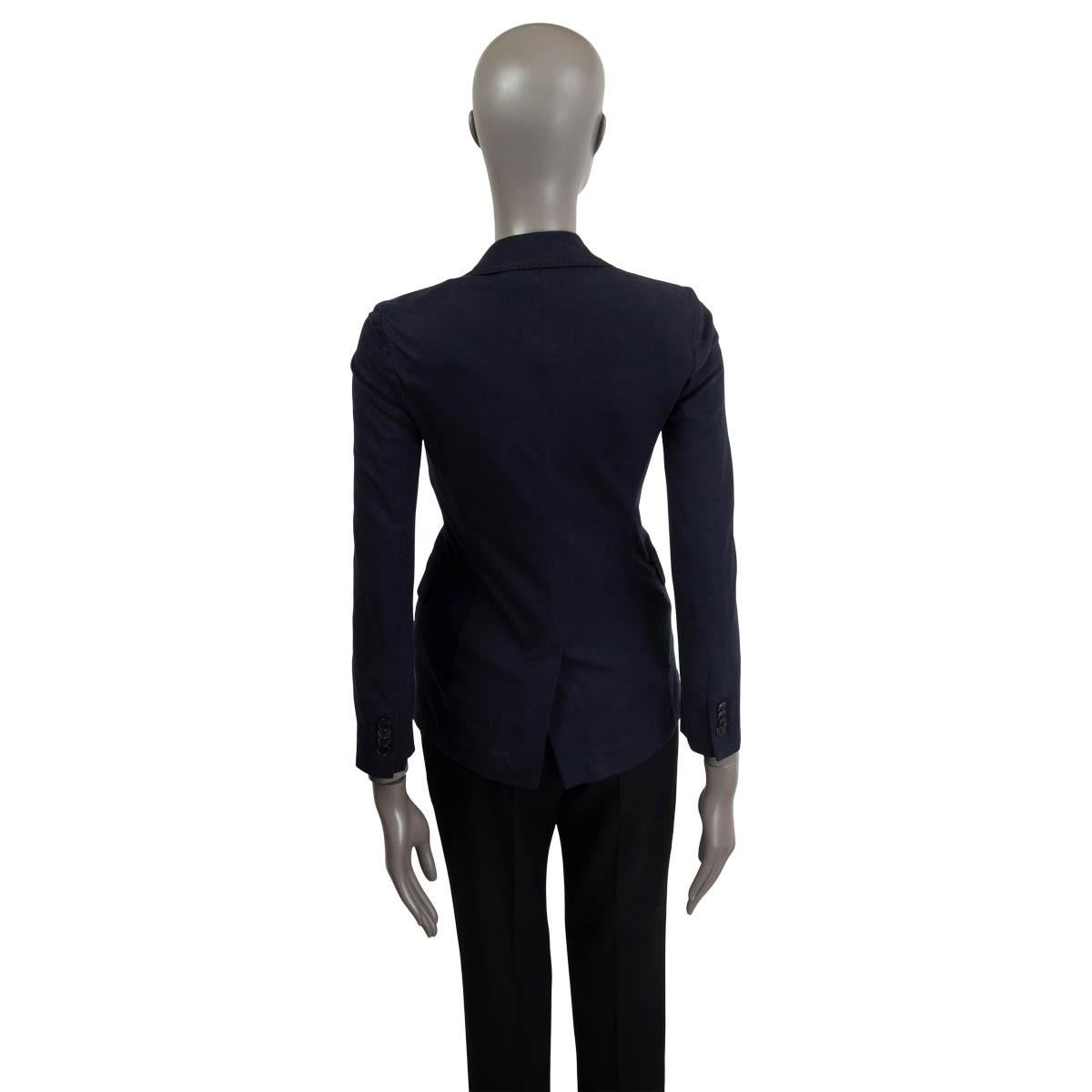 LORO PIANA midnight blue cotton blend CLASSIC Blazer Jacket 36 XXS In Excellent Condition For Sale In Zürich, CH