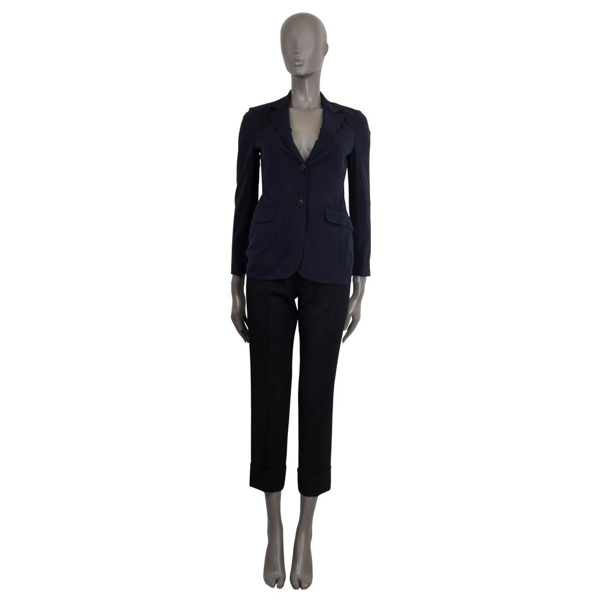 Women's LORO PIANA midnight blue cotton blend CLASSIC Blazer Jacket 36 XXS For Sale