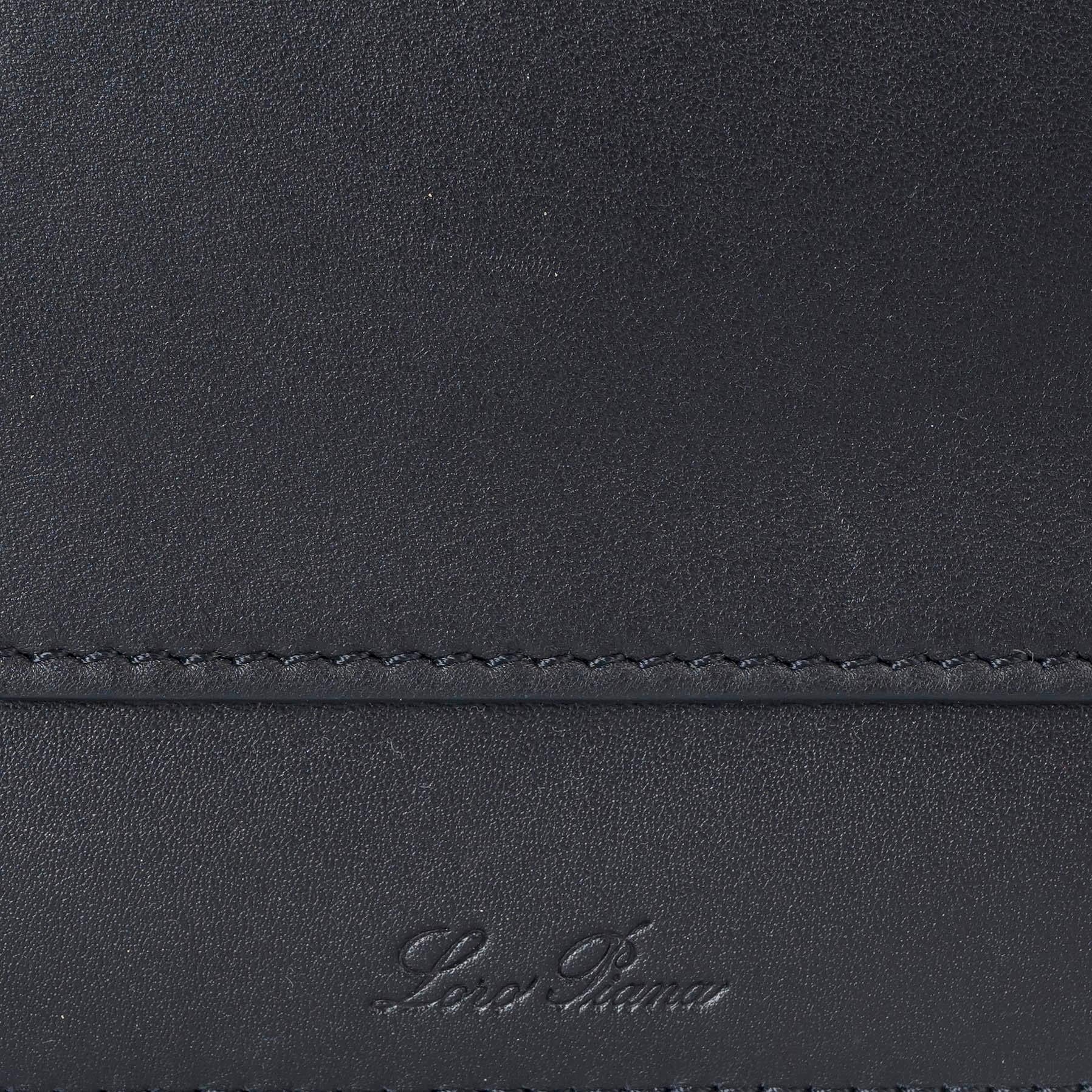 LORO PIANA midnight blue leather FORGET ME NOT PHONE POUCH Bag 3