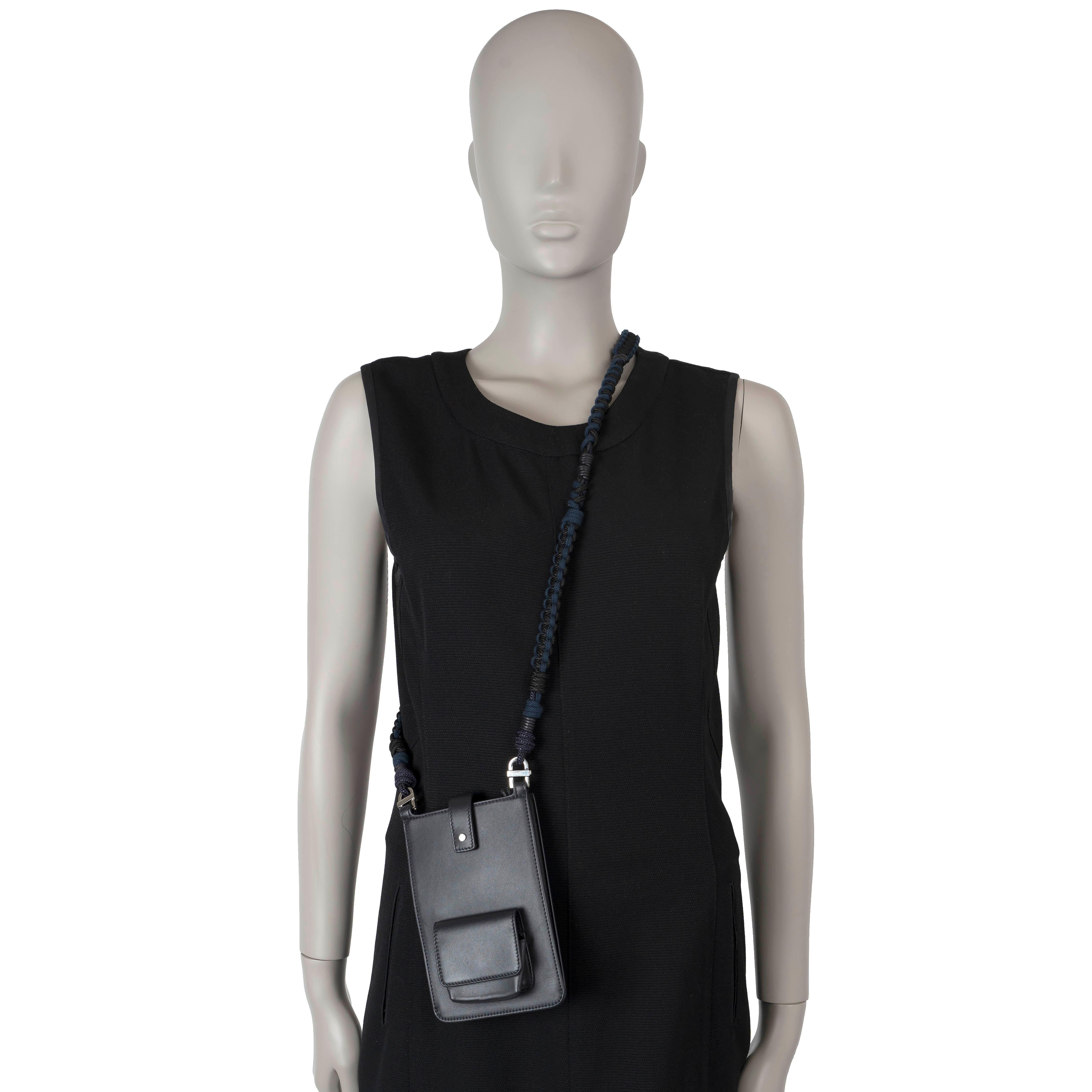 LORO PIANA midnight blue leather FORGET ME NOT PHONE POUCH Bag 4