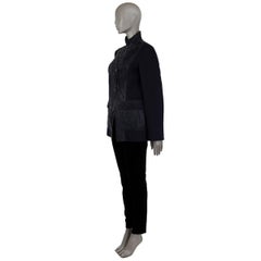 LORO PIANA midnight blue suede & cashmere Tailored Jacket 46 XL