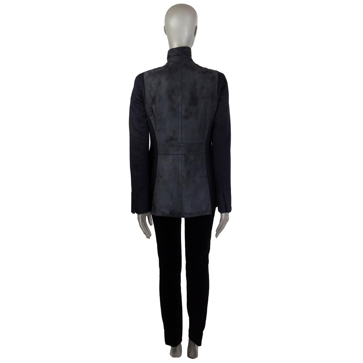 Noir Veste tailleur LORO PIANA bleu nuit en daim et cachemire, 46 XL en vente