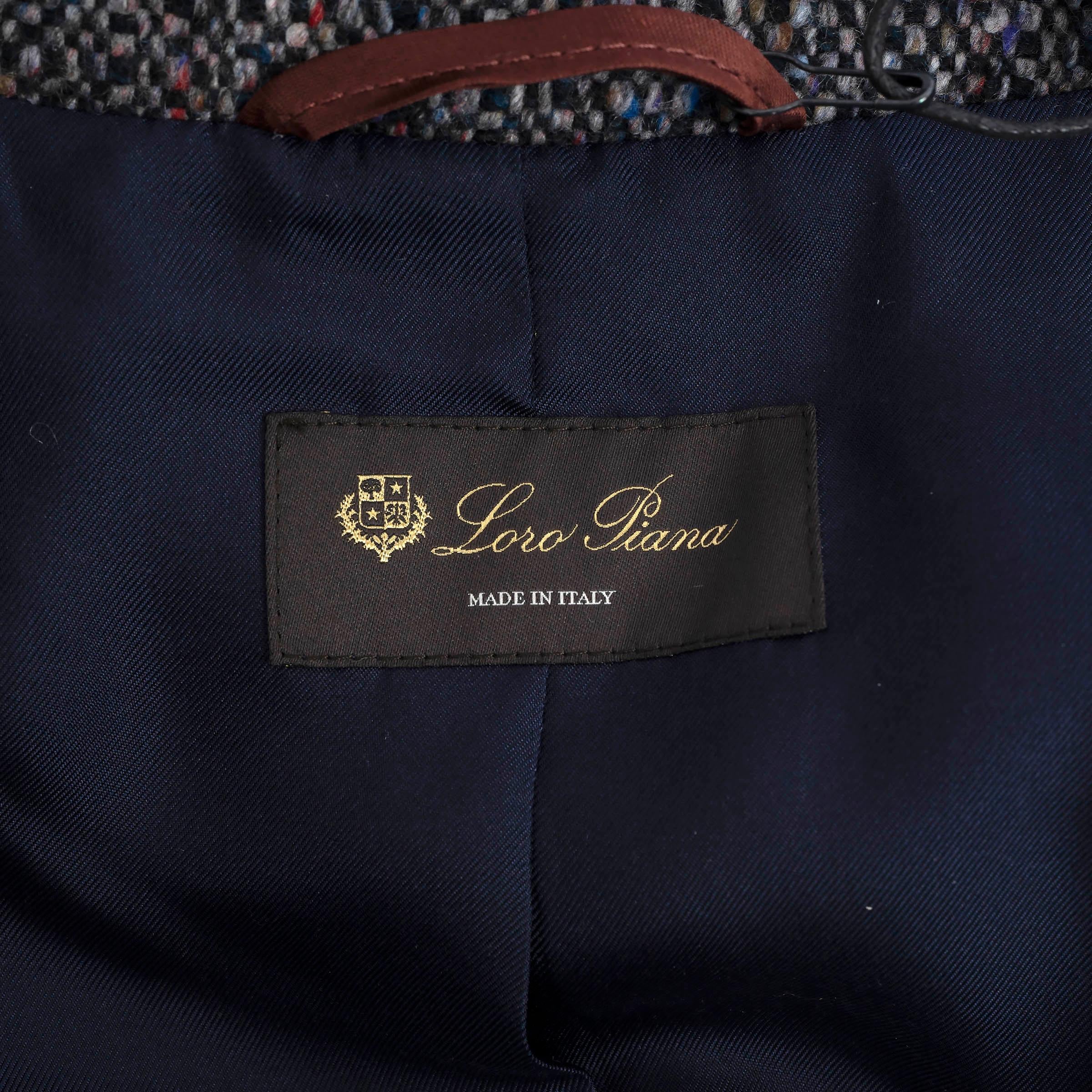 LORO PIANA multicolor cashmere 2022 ARAN BELTED TWEED Jacket 36 XXS For Sale 1