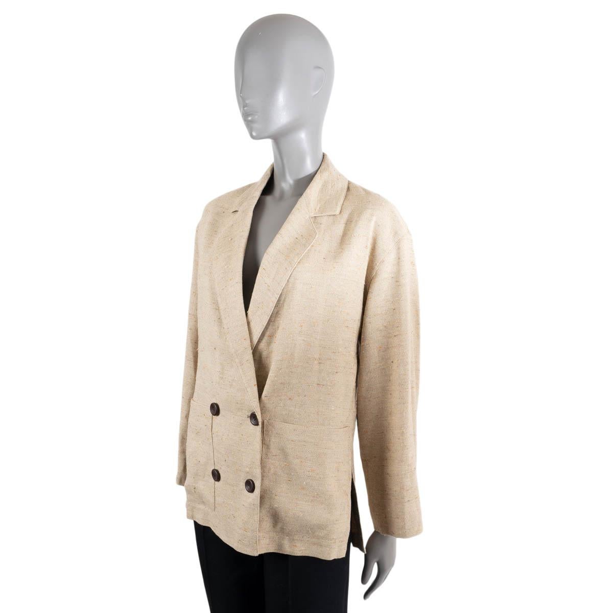 LORO PIANA Natural Rope beige linen 2022 HAYE Blazer Jacket 36 XS In New Condition For Sale In Zürich, CH