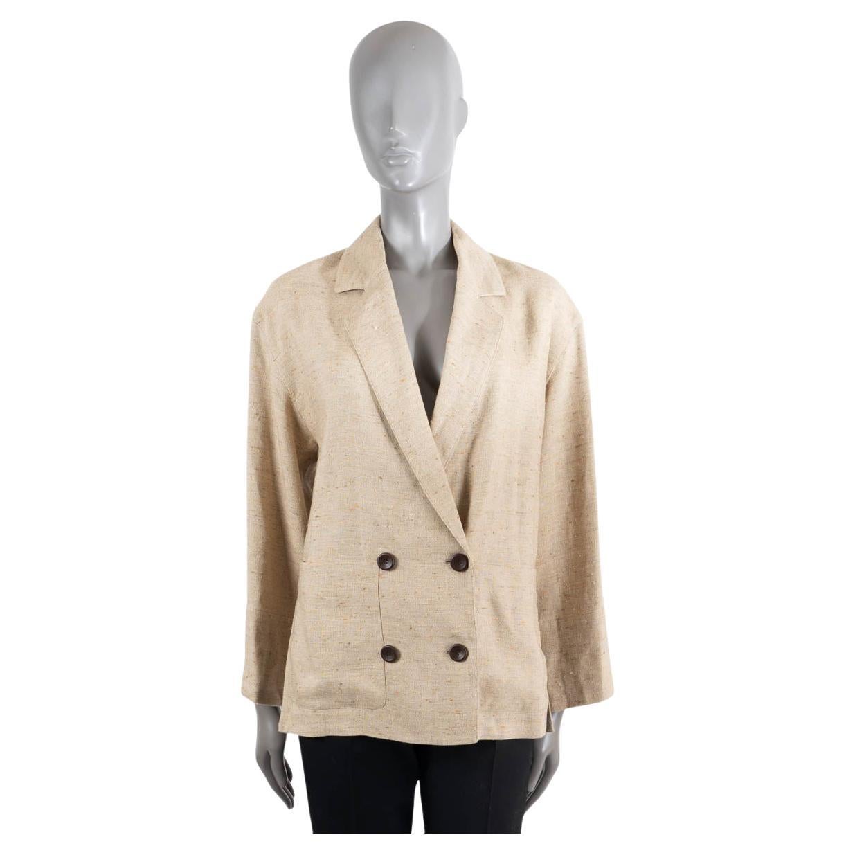 LORO PIANA Natural Rope beige linen 2022 HAYE Blazer Jacket 36 XS For Sale