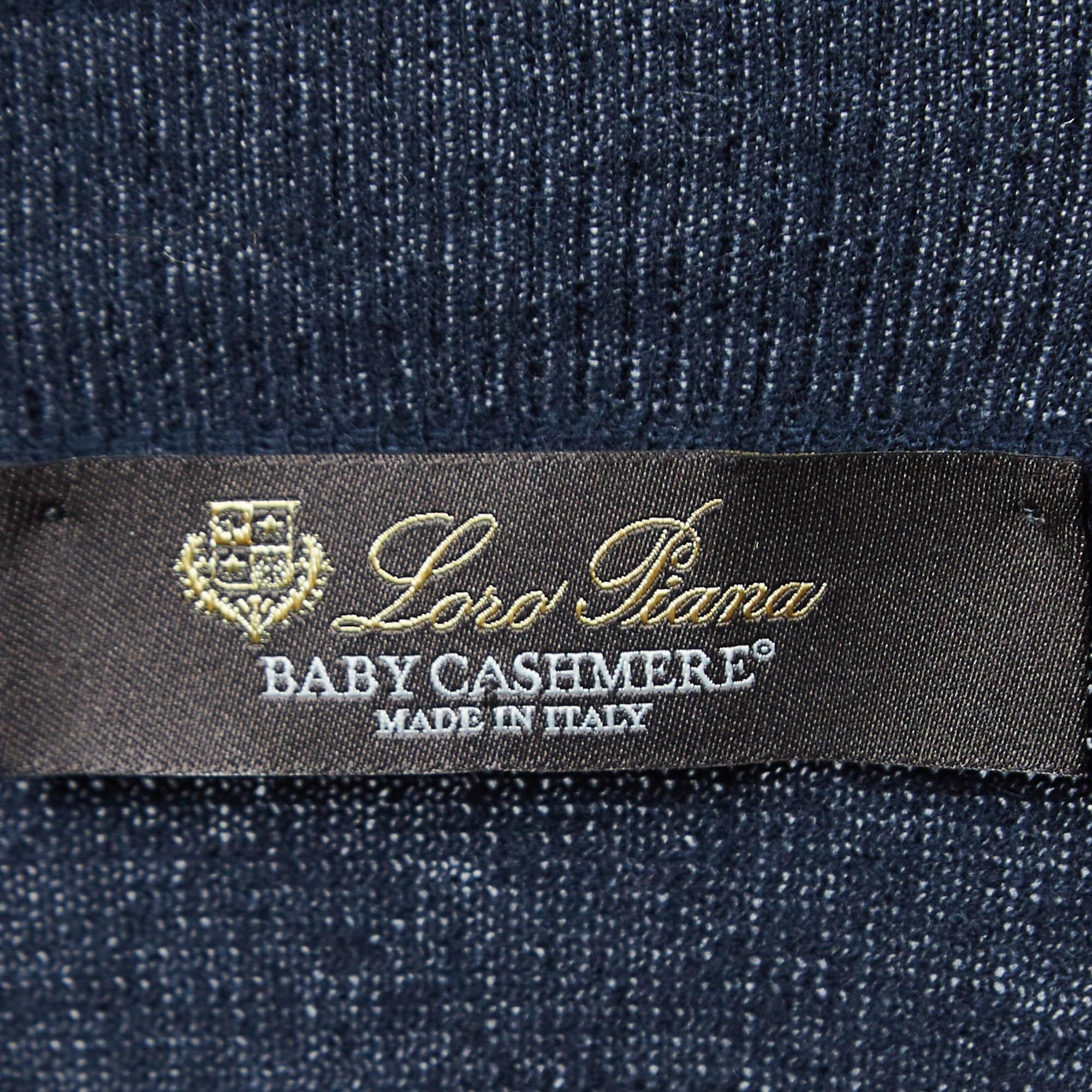 Women's Loro Piana Navy Blue Baby Cashmere Turtle Neck Sweater L For Sale
