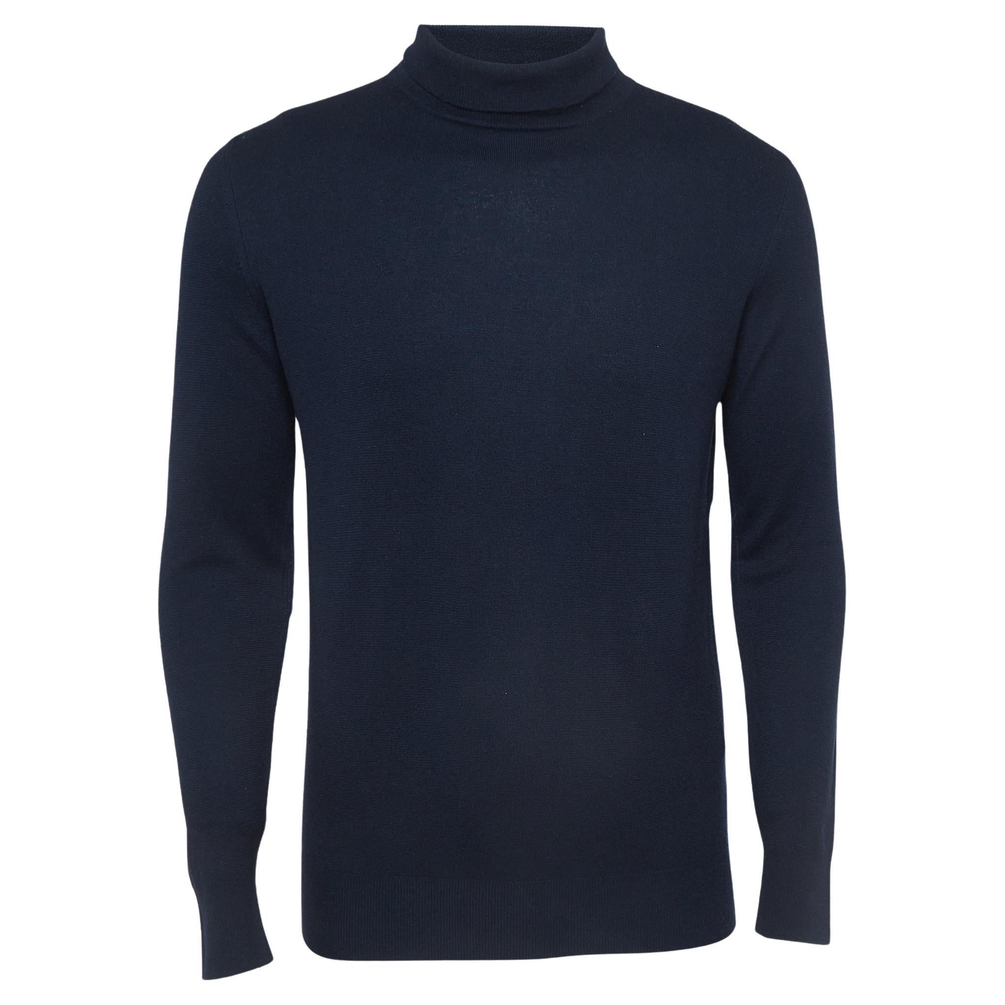 Loro Piana Navy Blue Baby Cashmere Turtle Neck Sweater L For Sale