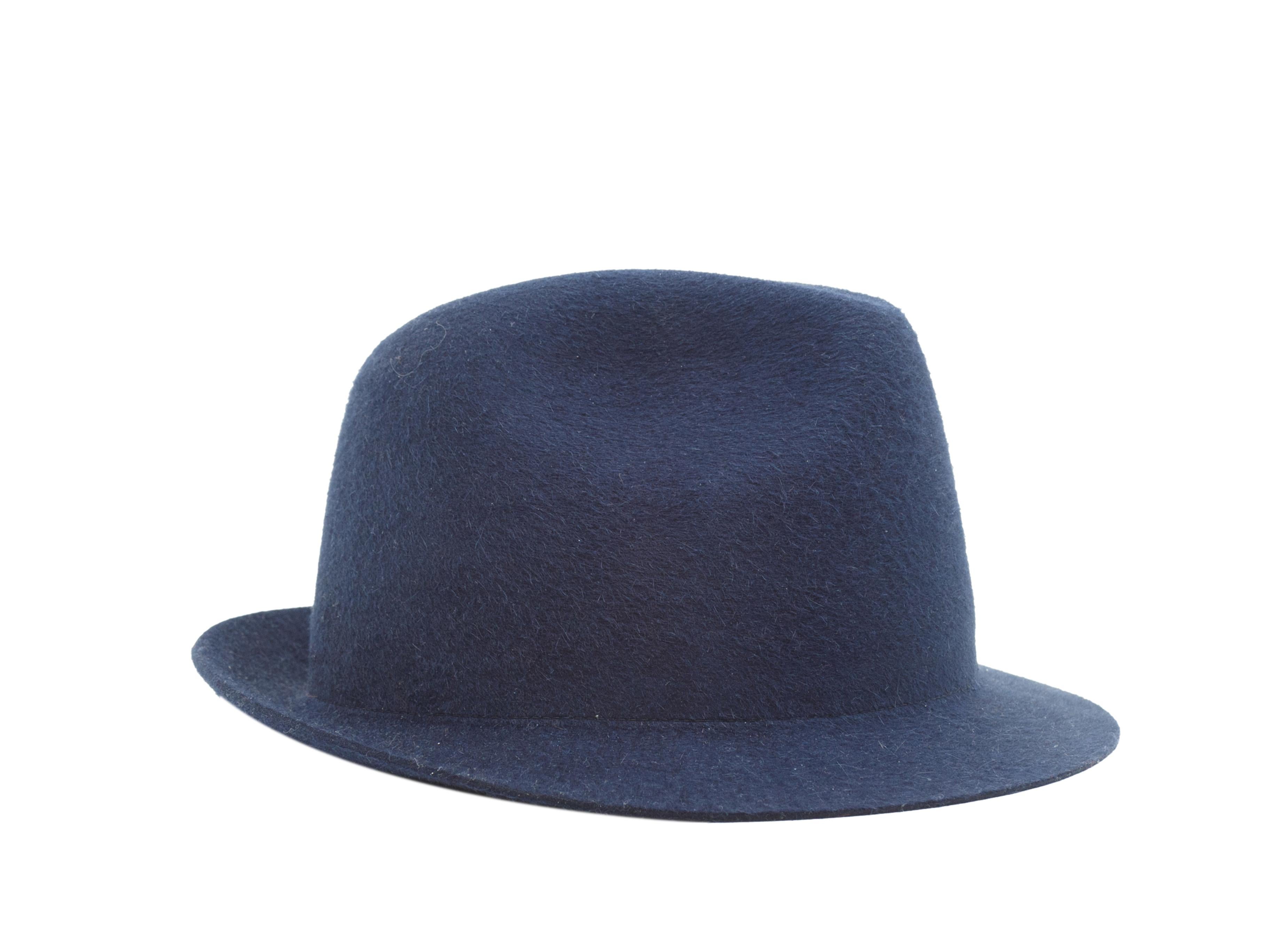 Product details:  Navy blue cashfelt hat by Loro Piana.  24