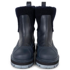 LORO PIANA bleu marine Caissier & caoutchouc 2022 REGENT ANKLE Boots Chaussures 36